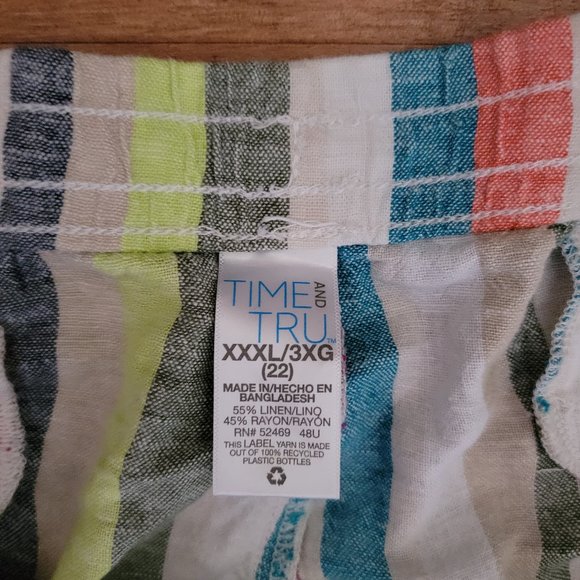 Rainbow Stripes Time and Tru Striped Linen Shorts  Size 3X Size 22 - Picture 16 of 16